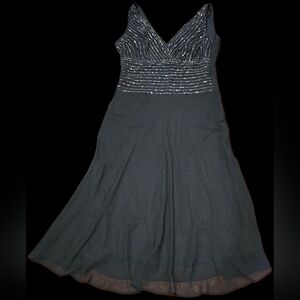 Dressbarn Collections Women's 10 Formal Black w/ Beaded Bodice Y2K Fairy Grunge